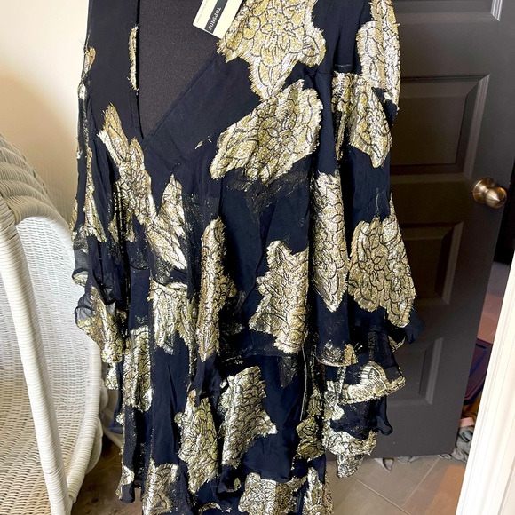 NWT Top Shop Blousy one-piece romper. Black and Gold Retails for $180 - Picture 2 of 7